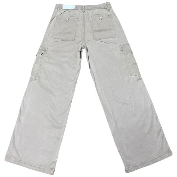 American Eagle Dreamy Drape Baggy Wide Leg Cargo Pants Mid Rise Khaki 2 - Picture 4 of 5